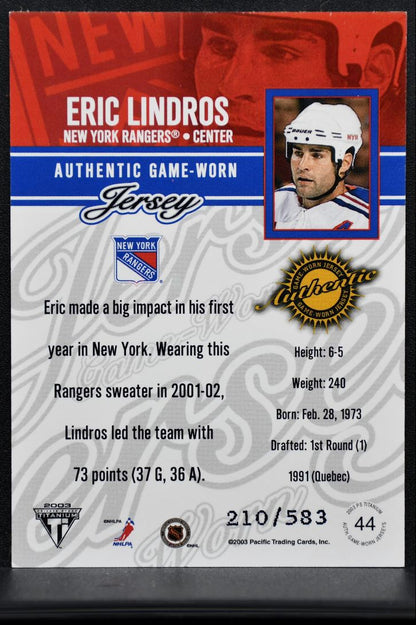 2002-03 Pacific Private Stock Titanium Jerseys Lindros /583 Jersey 8366