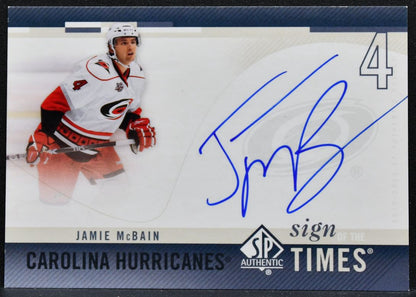 2010-11 SP Authentic Sign of the Times Jamie McBain SOT-JM Hurricanes Auto 9110