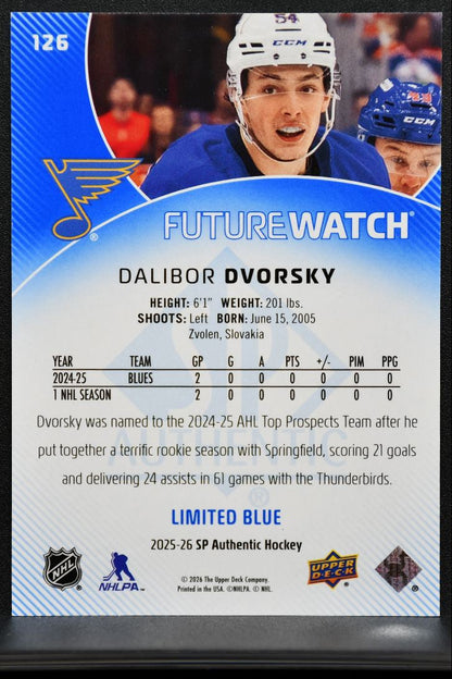 2025-26 SP Authentic Future Watch Limited Blue Dalibor Dvorsky RC 276/399 3031
