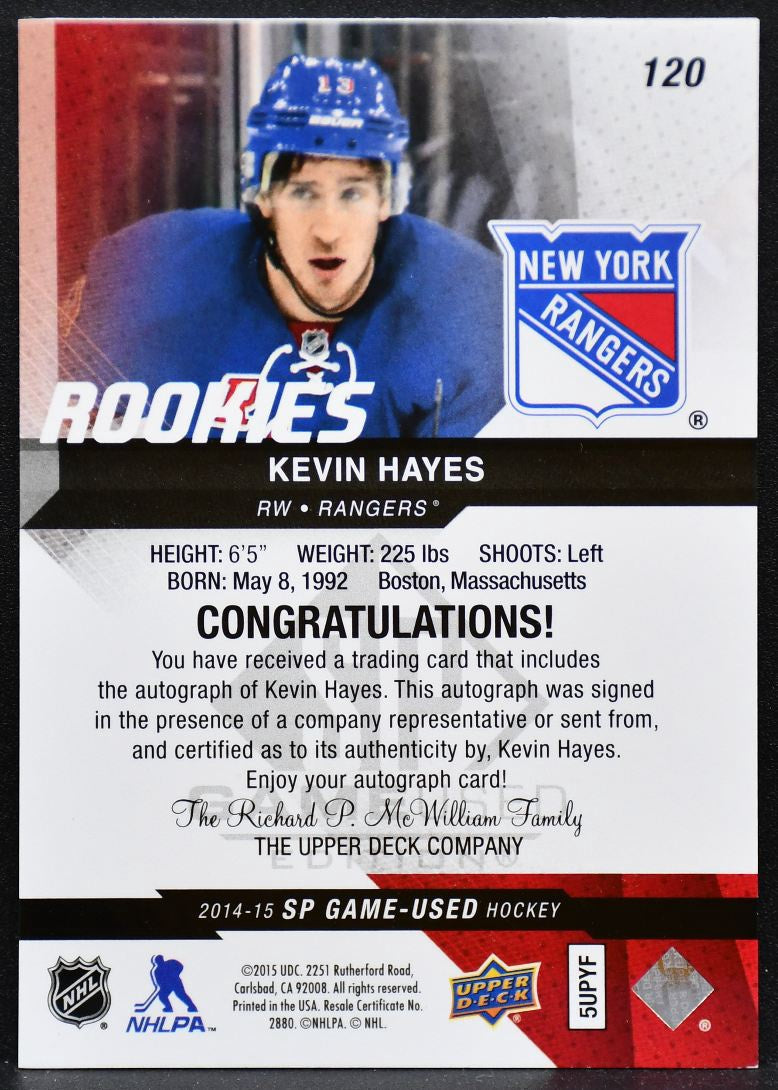 2014-15 SP Game Used Rookies Auto Shawn Horcoff 120 Edmonton Oilers RC Auto 6184