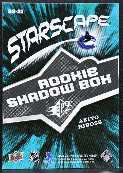 2023-24 SPx Starscape Rookie Shadow Box Akito Hirose SS-21 Vancouver Canucks RC