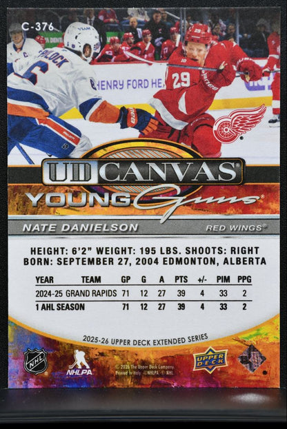 2025-26 UD Extended Series UD Canvas Young Guns Nate Danielson Red Wings RC 3277