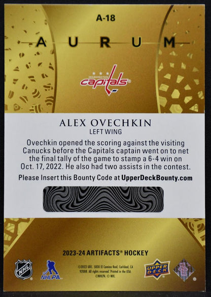 2023-24 Upper Deck Artifacts Aurum Alex Ovechkin A-18 Washington Capitals 7116