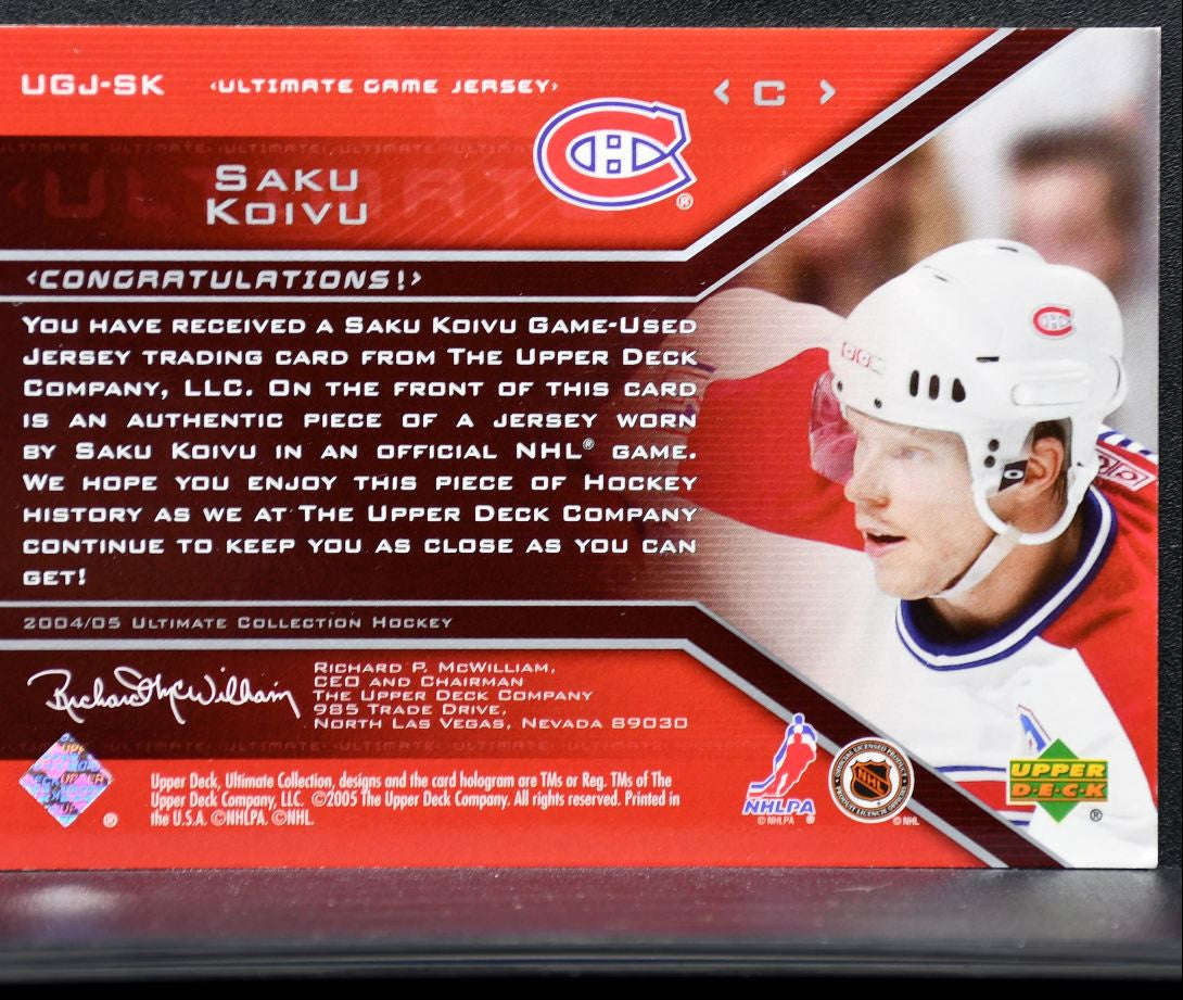 2004-05 UD Ultimate Collection Jerseys Saku Koivu UGJ-SK /250 Jersey 7499