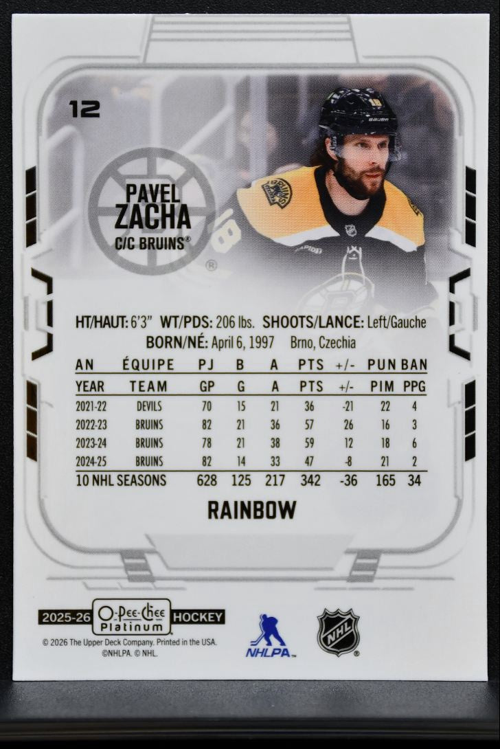 2025-26 O Pee Chee Platinum Rainbow Pavel Zacha 12 Boston Bruins 7603