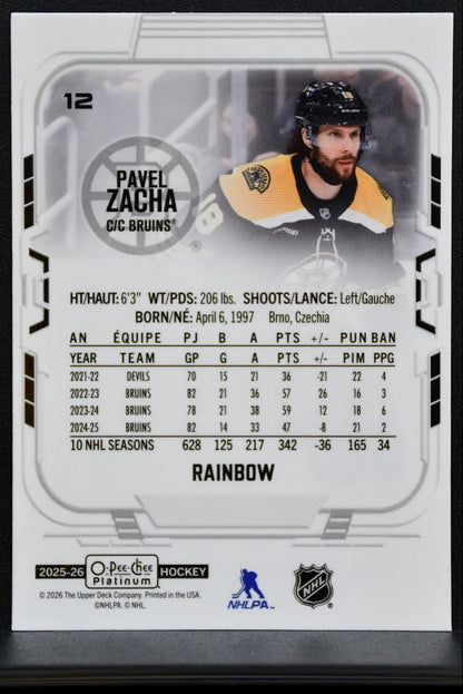 2025-26 O Pee Chee Platinum Rainbow Pavel Zacha 12 Boston Bruins 7603