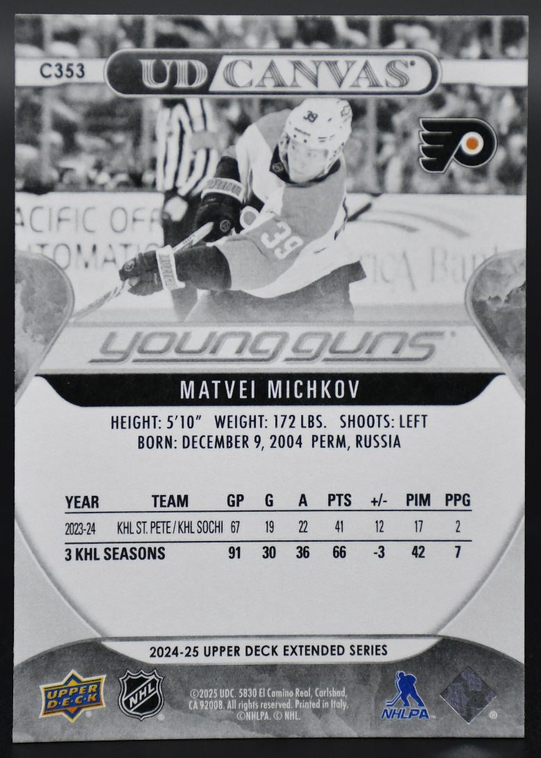 2025-26 UD Extended Series Matvei Michkov C353 Philadelphia Flyers RC