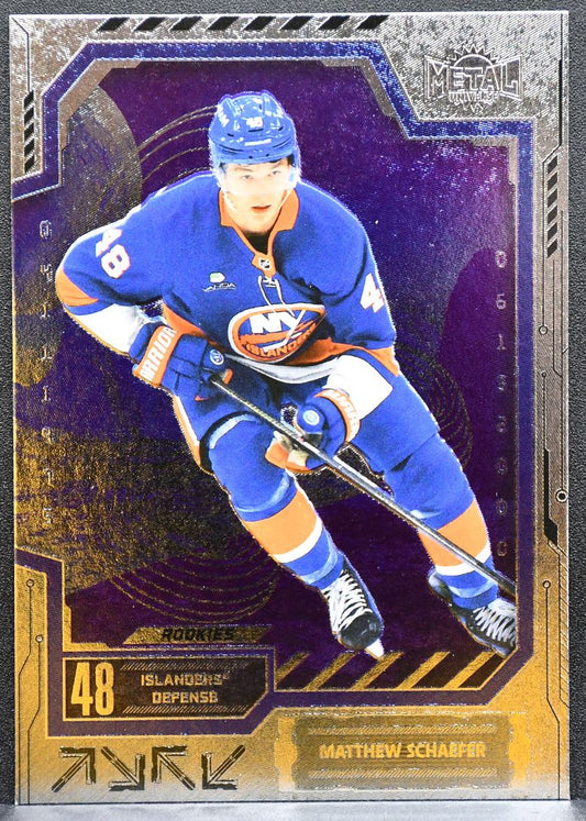 2025-26 SkyBox Metal Universe Matthew Schaefer 113 New York Islanders RC 9157
