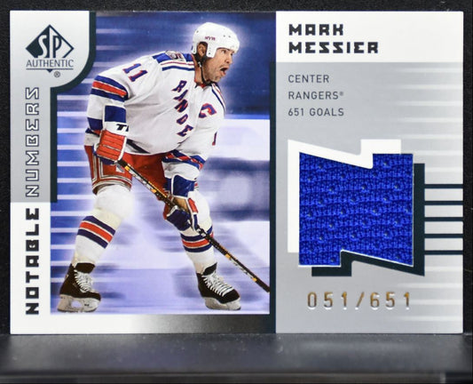 2001-02 SP Authentic Notable Numbers Mark Messier Rangers 051/651 Jersey 2295