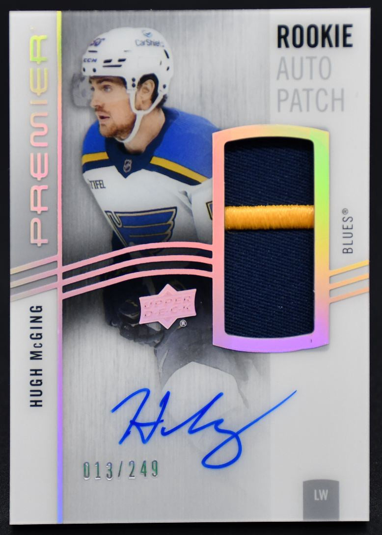 2023-24 UD Premier Hugh McGing AR-MC St. Louis Blues RC Auto 013/249 Patch