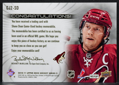 2010-11 Upper Deck Series 2 UD Game Jerseys Shane Doan Coyotes Jersey 6630