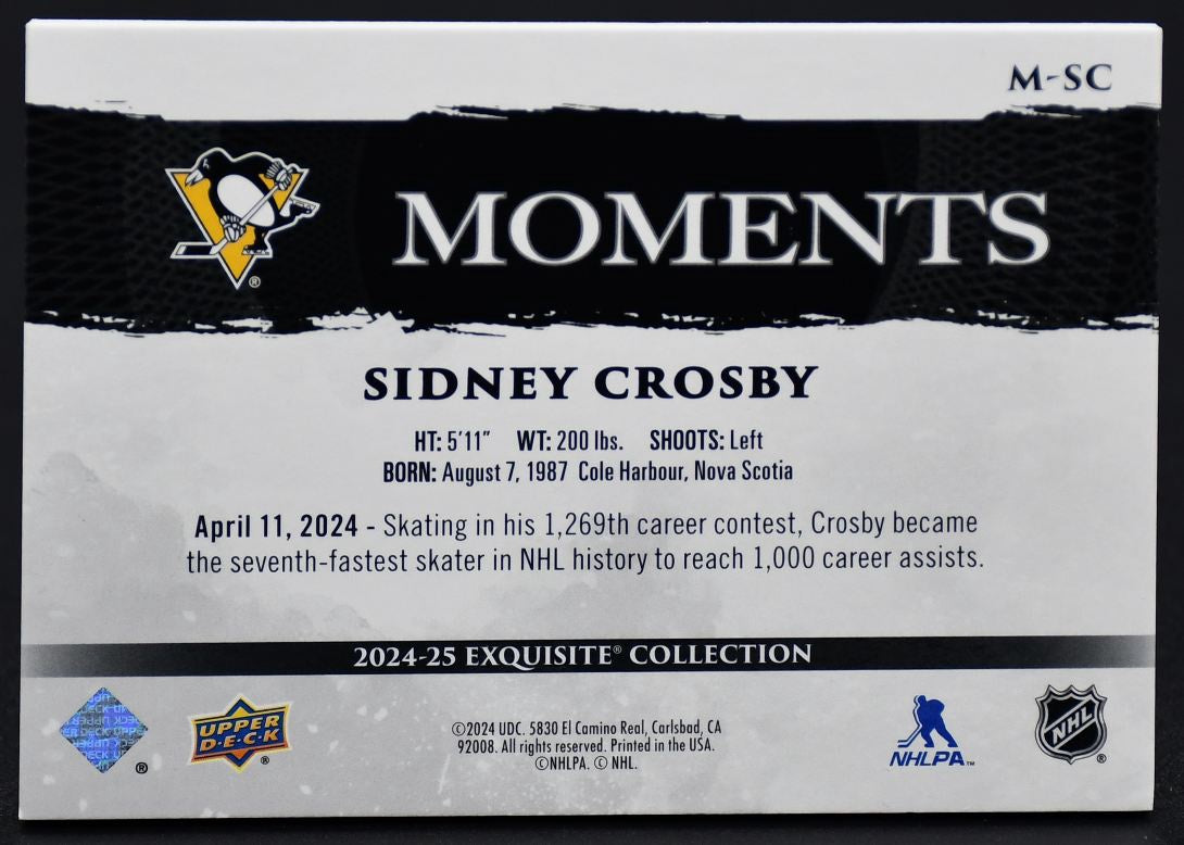 2024-25 UD Exquisite Collection Moments Sidney Crosby M-SC