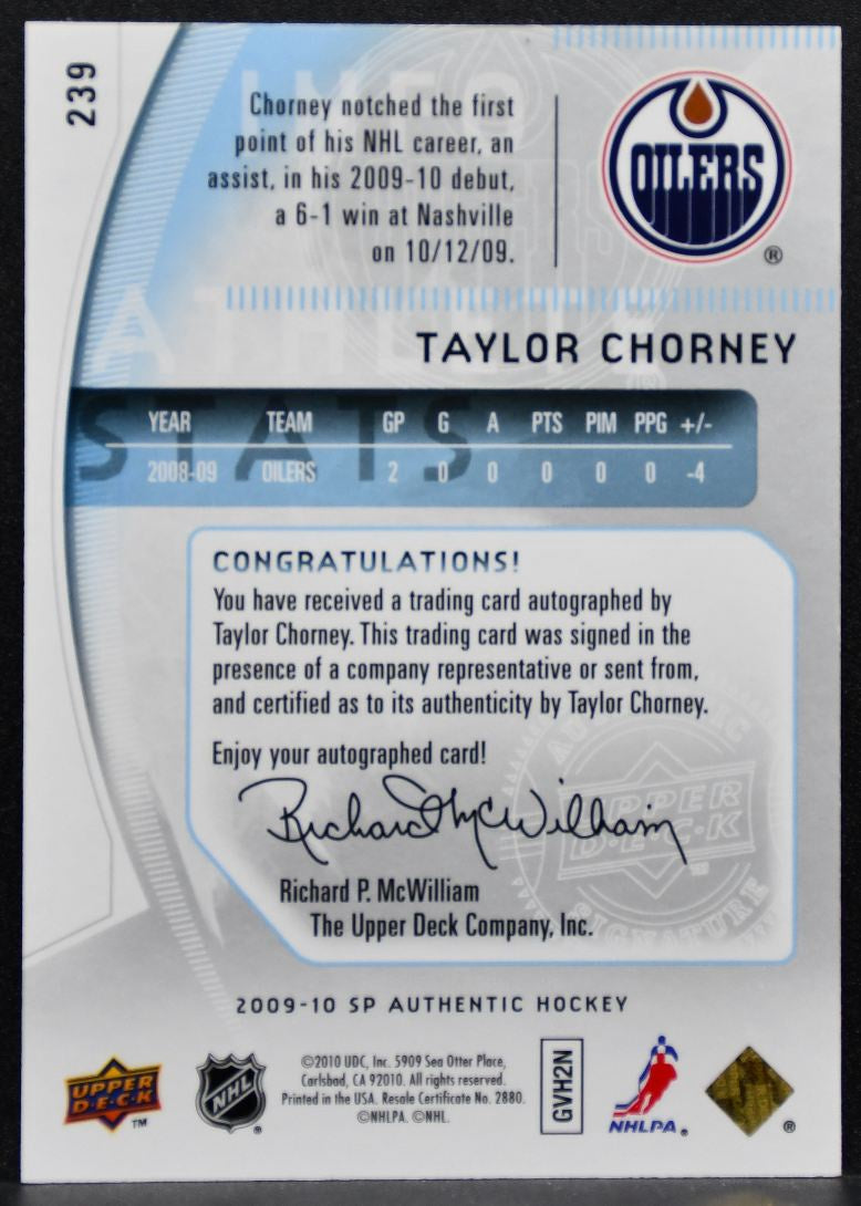 2009-10 SP Authentic Future Watch Auto Taylor Chorney RC Auto 866/999 6921