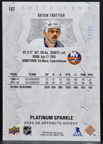 2025-26 UD Artifacts Platinum Sparkle Bryan Trottier 167 Islanders 89/99 1242