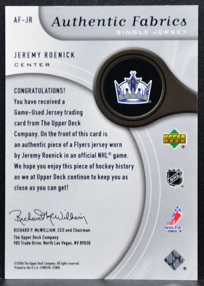 2005-06 SP Game Used Authentic Fabrics Jeremy Roenick AF-JR Kings Jersey 4859