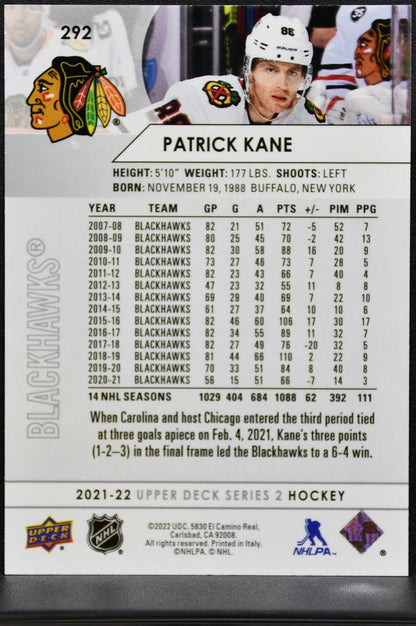 2021-22 UD Series 2 Photo Variante Patrick Kane 292 Chicago Blackhawks 0182