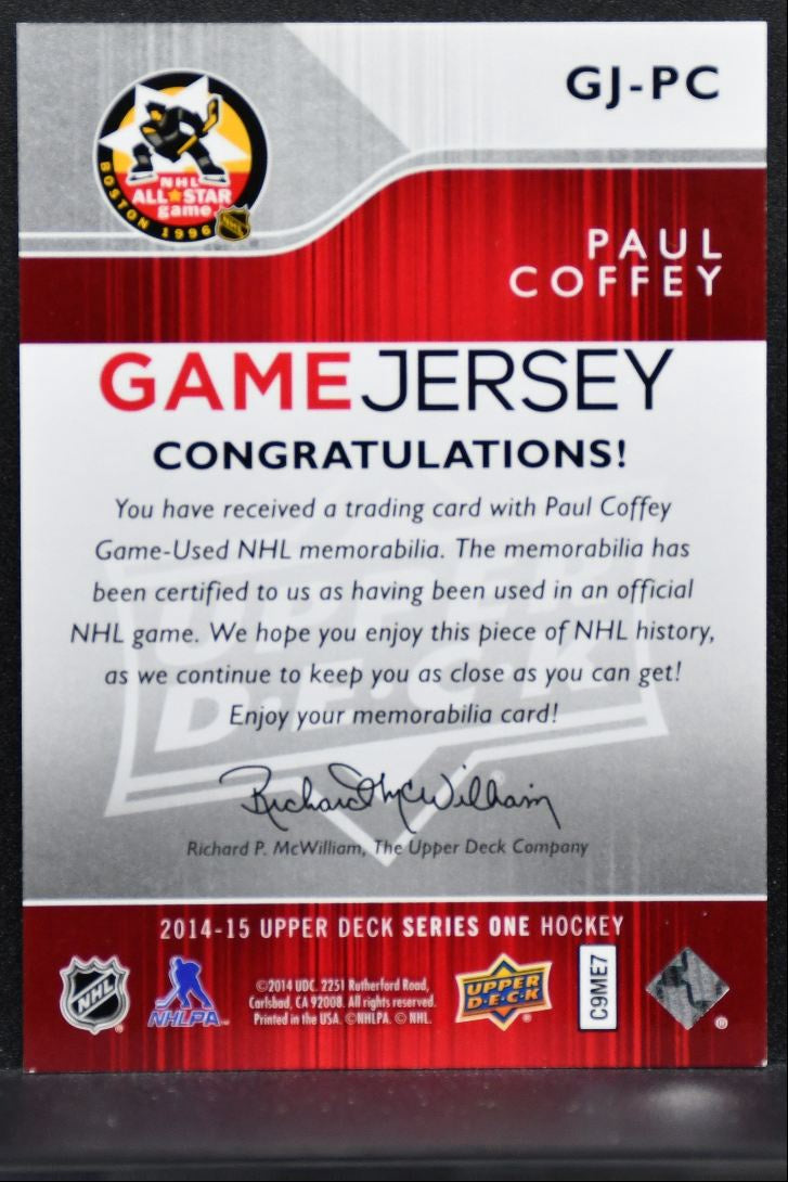 2014-15 Upper Deck Series 1 Game Jerseys Paul Coffey GJ-PC Red Wings Jersey 1816