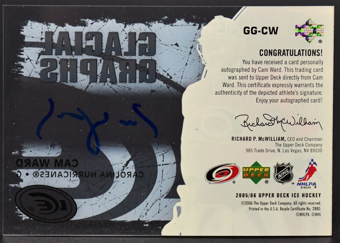 2005-06 UD Ice Glacial Graphs Cam Ward GG-CW Auto