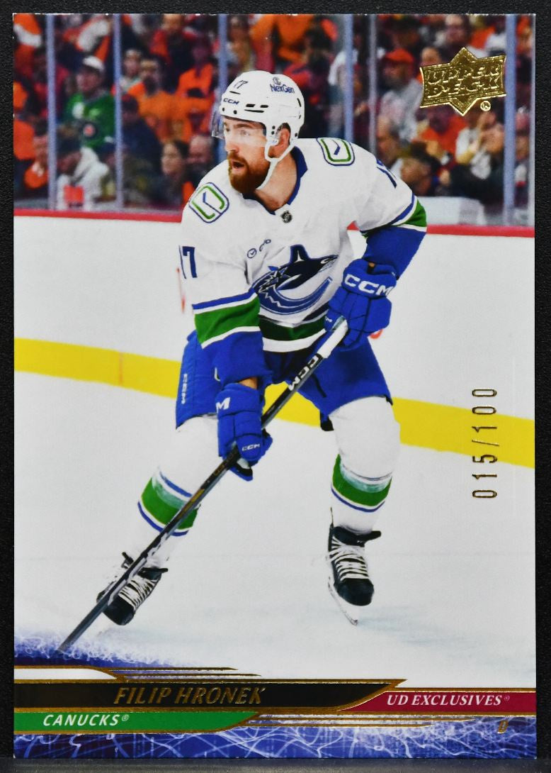 2024-25 UD Extended Series UD Exclusives Filip Hronek Canucks 015/100 5251