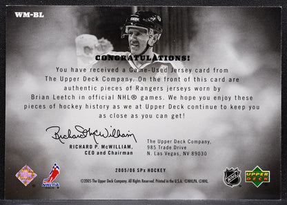 2005-06 SPx Winning Materials Brian Leetch WM-BL Bruins 276/350 Jersey 4886