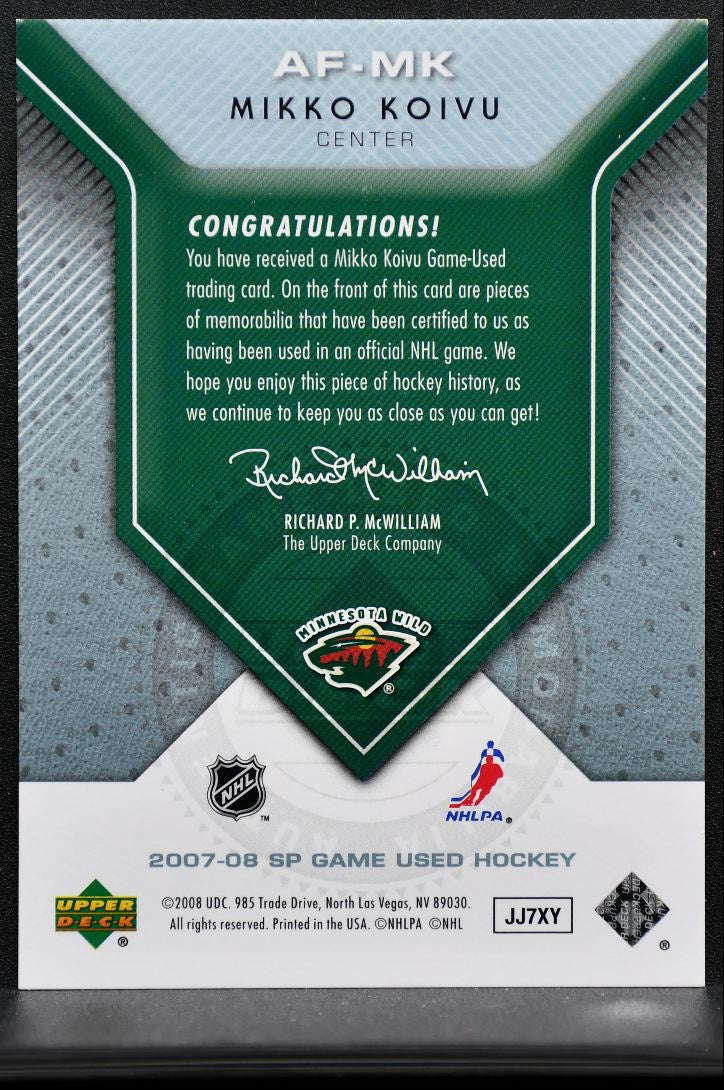 2007-08 SP Game Used Authentic Fabrics Koivu Minnesota Wild 031/100 8885