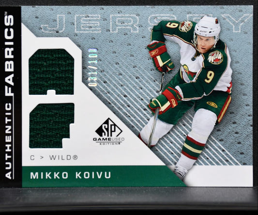 2007-08 SP Game Used Authentic Fabrics Koivu Minnesota Wild 031/100 8885