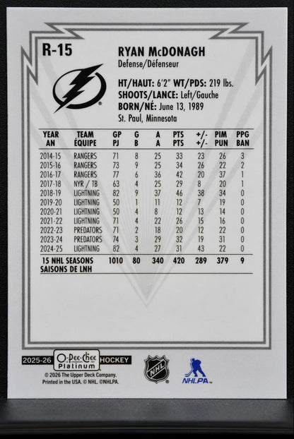 2025-26 O-Pee-Chee Platinum Retro Ryan McDonagh R-15 Tampa Bay Lightning 3802