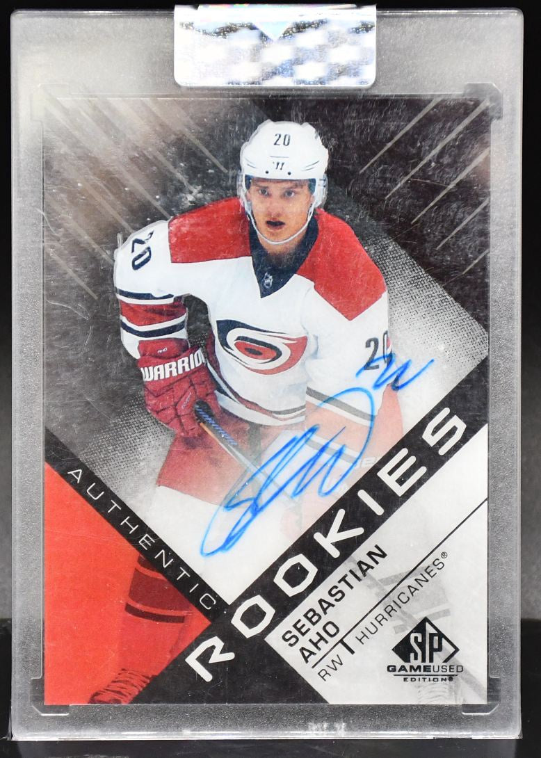 2018-19 UD Clear Cut Sebastian Aho RT-SA Carolina Hurricanes RC Auto