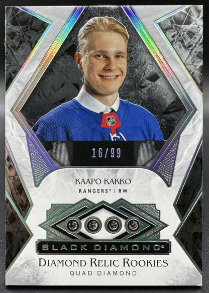 Carte de recrue Kaapo Kakko des Rangers de New York, série Black Diamond Relic 2019-20, numéro 99
