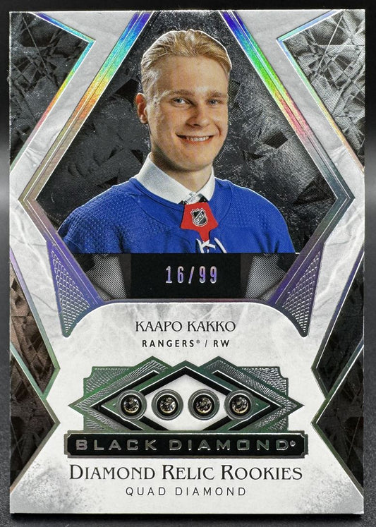 2019-20 UD Black Diamond Relic Rookie Gems Kaapo Kakko New York Rangers RC /99