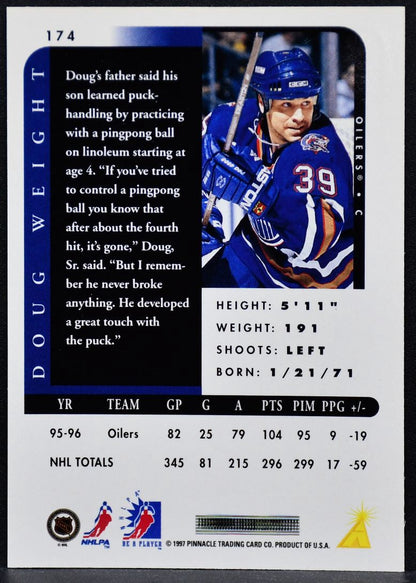 1997-98 Pinnacle Be a Player Autographs Doug Weight 174 Edmonton Oilers Auto