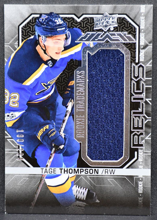 2017-18 SPx UD Black RC Trademarks Tage Thompson RT-TT Blues RC 199/299 Jersey 4275