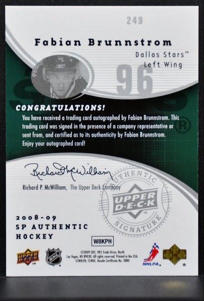 2008-09 SP Authentic Future Watch Auto Fabian Brunnstrom RC Auto 398/999 9946