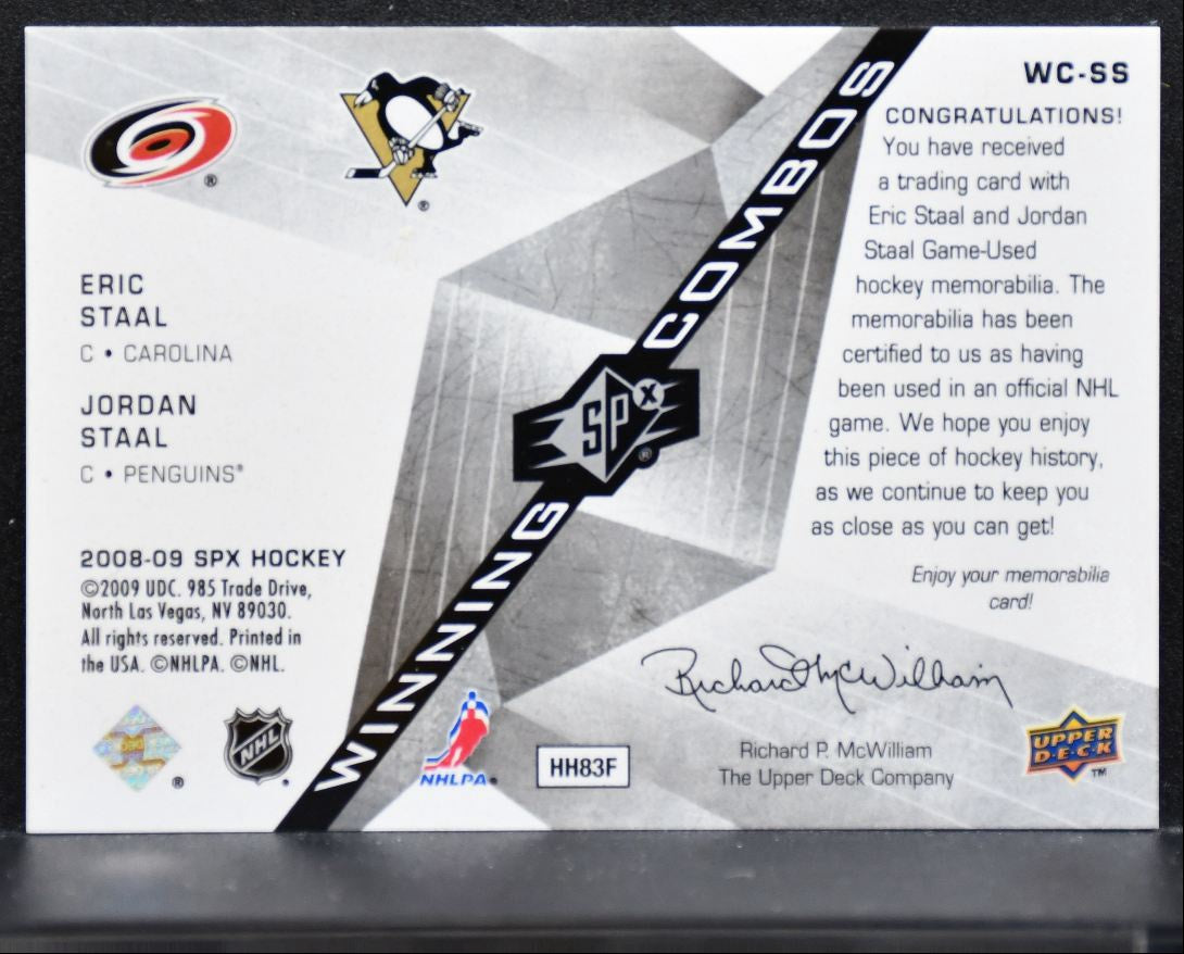 2008-09 SPx Winning Combos Eric Staal/Jordan Staal Jersey 2493