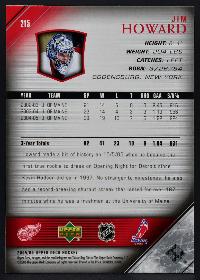 2005-06 UD Young Guns Jimmy Howard 215 RC