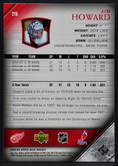 2005-06 UD Young Guns Jimmy Howard 215 RC