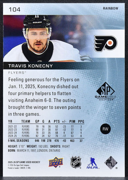 2025-26 SP Game Used Rainbow Foil Travis Konecny 104 05/11 0046