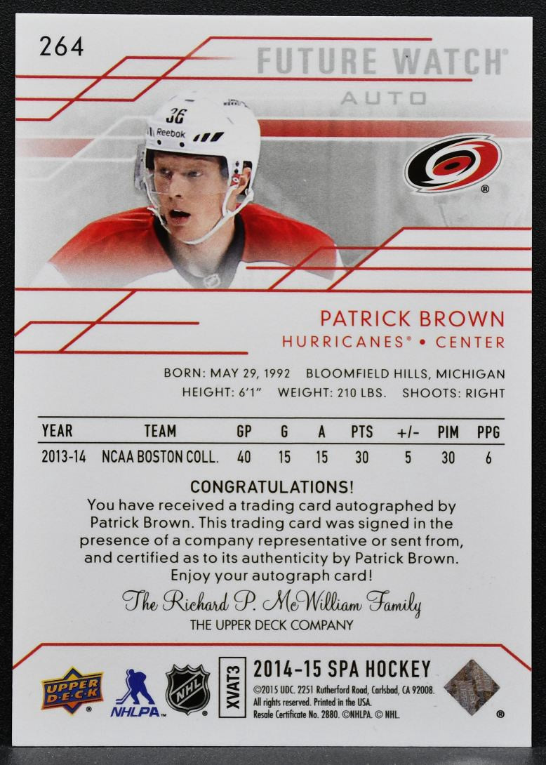 2014-15 SP Authentic Future Watch Auto Patrick Brown RC Auto 186/999 0611