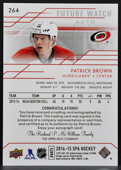 2014-15 SP Authentic Future Watch Auto Patrick Brown RC Auto 186/999 0611