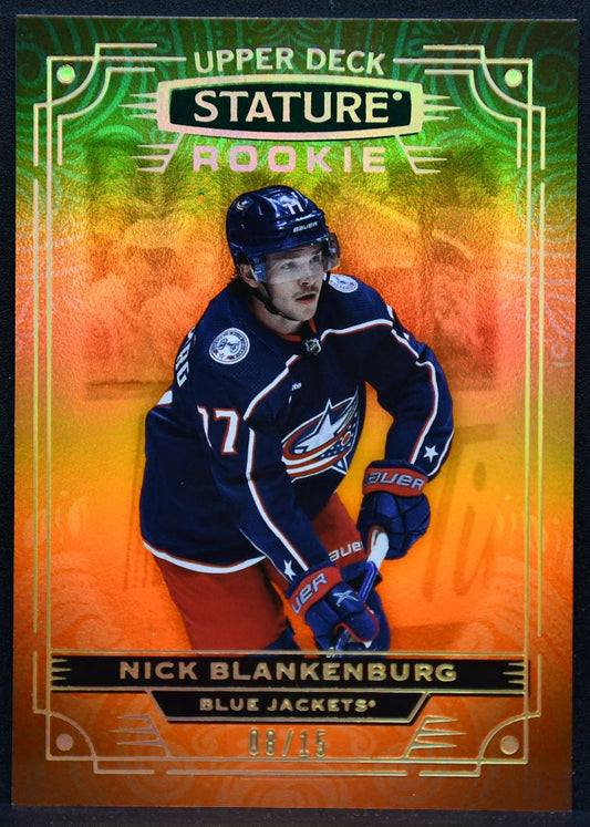 22-23 UD Stature Photo Variant Orange Nick Blankenburg 198 Blue Jackets 08/15 3674