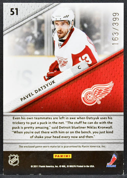 2011-12 Panini Certified Fabric of the Game Pavel Datsyuk Red Wings Jersey 6432