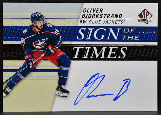 2019-20 SP Authentic Sign of the Times Oliver Bjorkstrand Blue Jackets Auto 1878