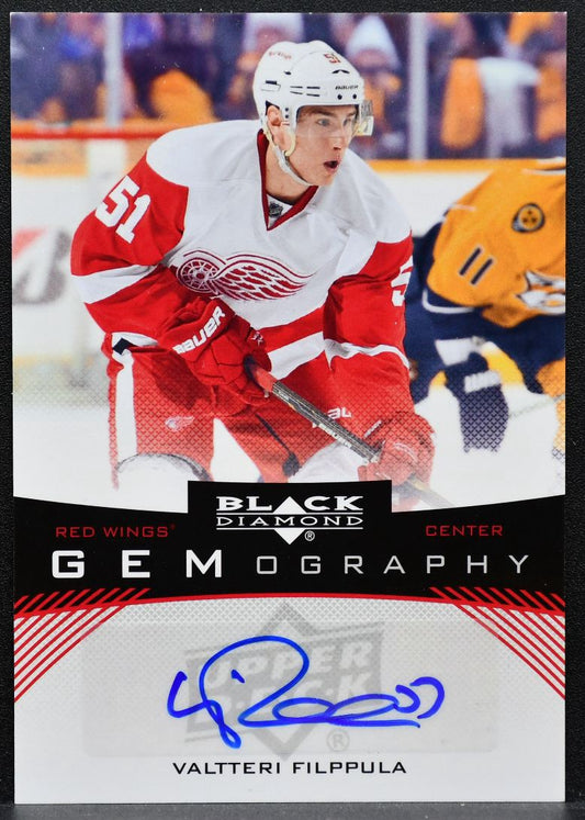 2012-13 UD Black Diamond Gemography Valtteri Filppula Red Wings Auto 0354