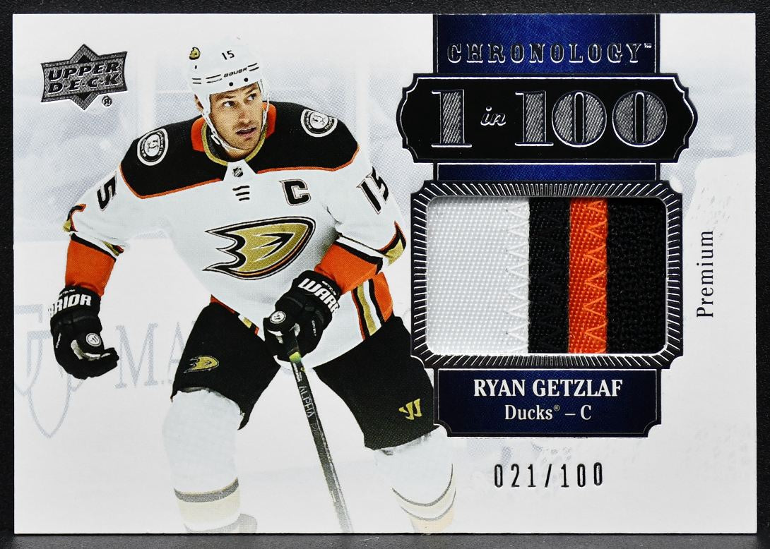 2019-20 Upper Deck Chronology 1 in 100 Ryan Getzlaf 100-RG 021/100 Patch 9095
