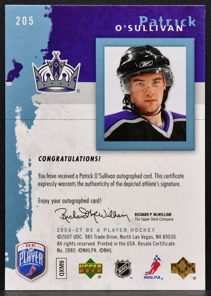 2006-07 UD Be A Player Rookie Autographs Patrick O'Sullivan 205 RC Auto 5218