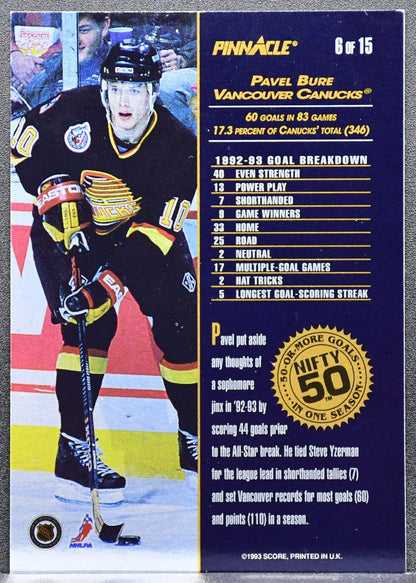 1993-94 Pinnacle Nifty 50 Pavel Bure 6 Vancouver Canucks 8600