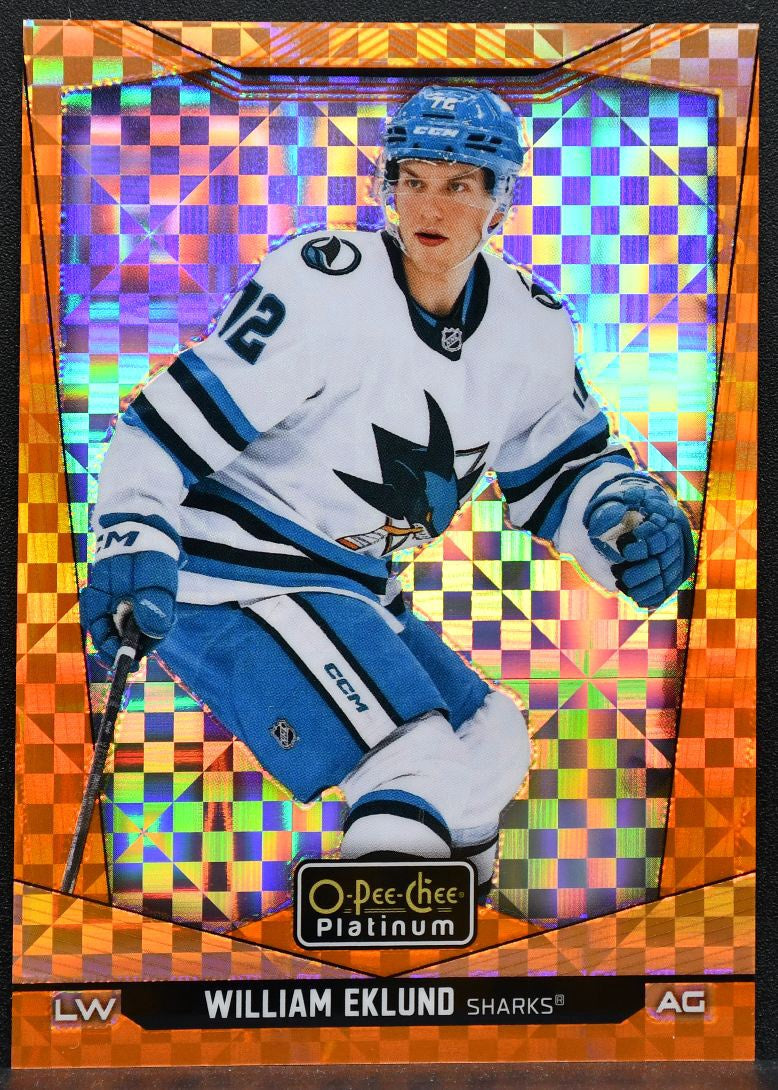 2024-25 O-Pee-Chee Platinum Orange Checkers William Eklund 19 Sharks 09/25 9454