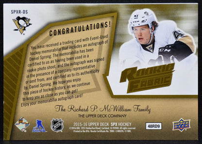 2015-16 SPx 2005-06 Retro Fabrics Sprong Penguins RC Auto 004/899 Jersey 2896