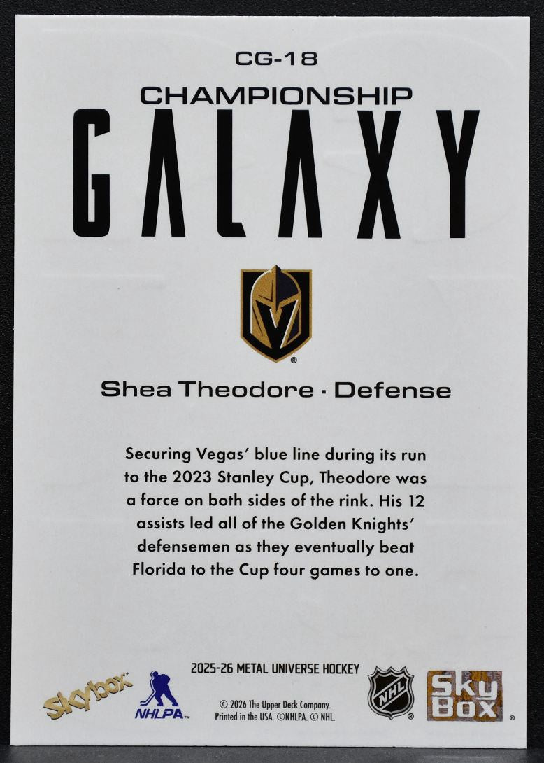 2025-26 SkyBox Metal Universe Championship Galaxy Theodore Golden Knights 9799
