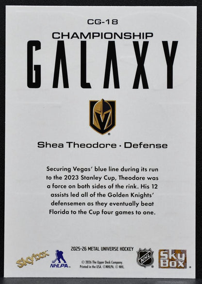 2025-26 SkyBox Metal Universe Championship Galaxy Theodore Golden Knights 9799